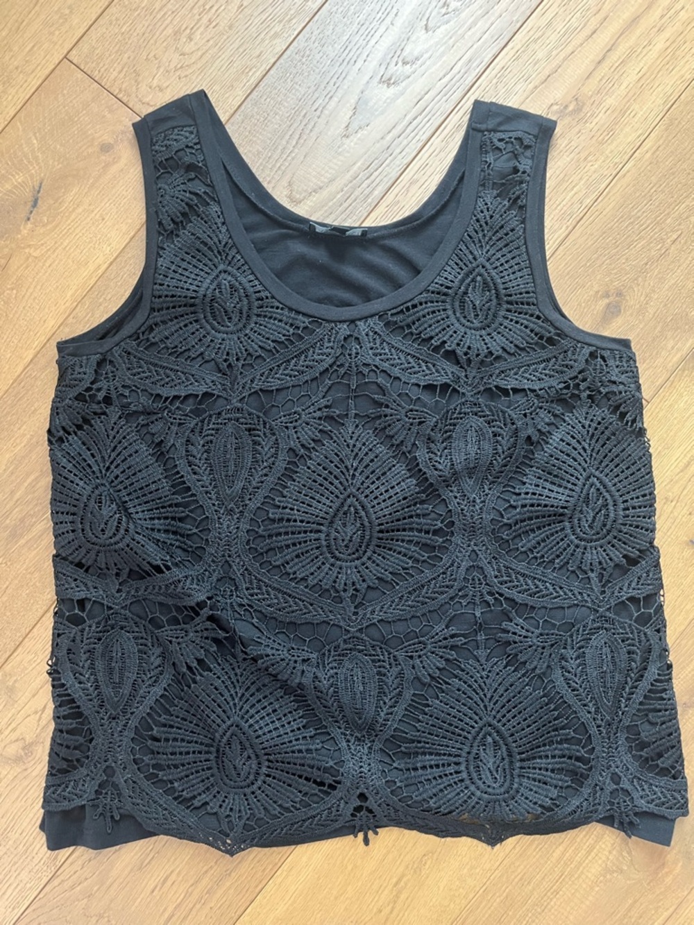 Lane Bryant Lace Overlay Black Sleeveless Top Size 14-16 Women's Tank